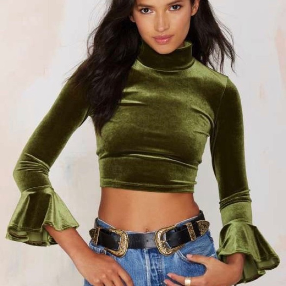 Nasty Gal After Party Vintage Tali Velvet Crop Top